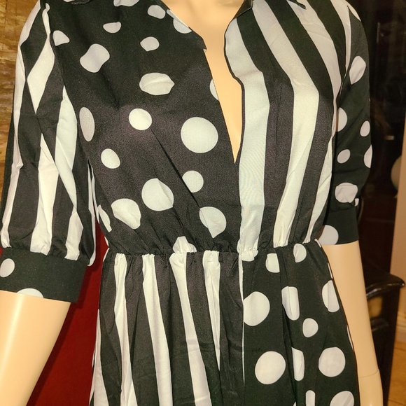 Women's Polk a Dot and Stripe Dress Size Small Maxi Dress - Picture 5 of 10